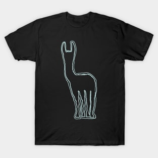 Paleolothic Style Tribal Llama Pattern Midtone Beige and Aqua Blue T-Shirt